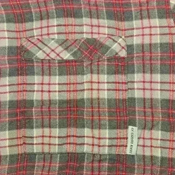 Calvin Klein Mens 100% Cotton Plaid Flannel Pajama Set Red Gray Size Large - Picture 7 of 10